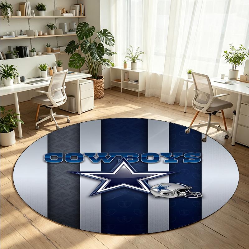 Dallas Cowboys Printed Round Crystal Velvet Rug Soft Non Slip Floor Carpet For Bedroom Holiday Gift
