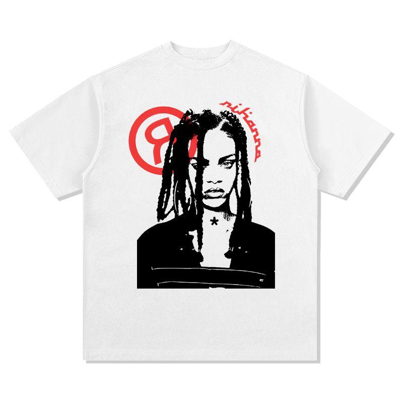 

Рианна RIHANNA ВИНТАЖНЫЙ РЭП Хип-хоп Рэп Мужская Женская Хлопковая Дышащая Принтованная Футболка с Коротким Рукавом Мужской Топ Y2K S