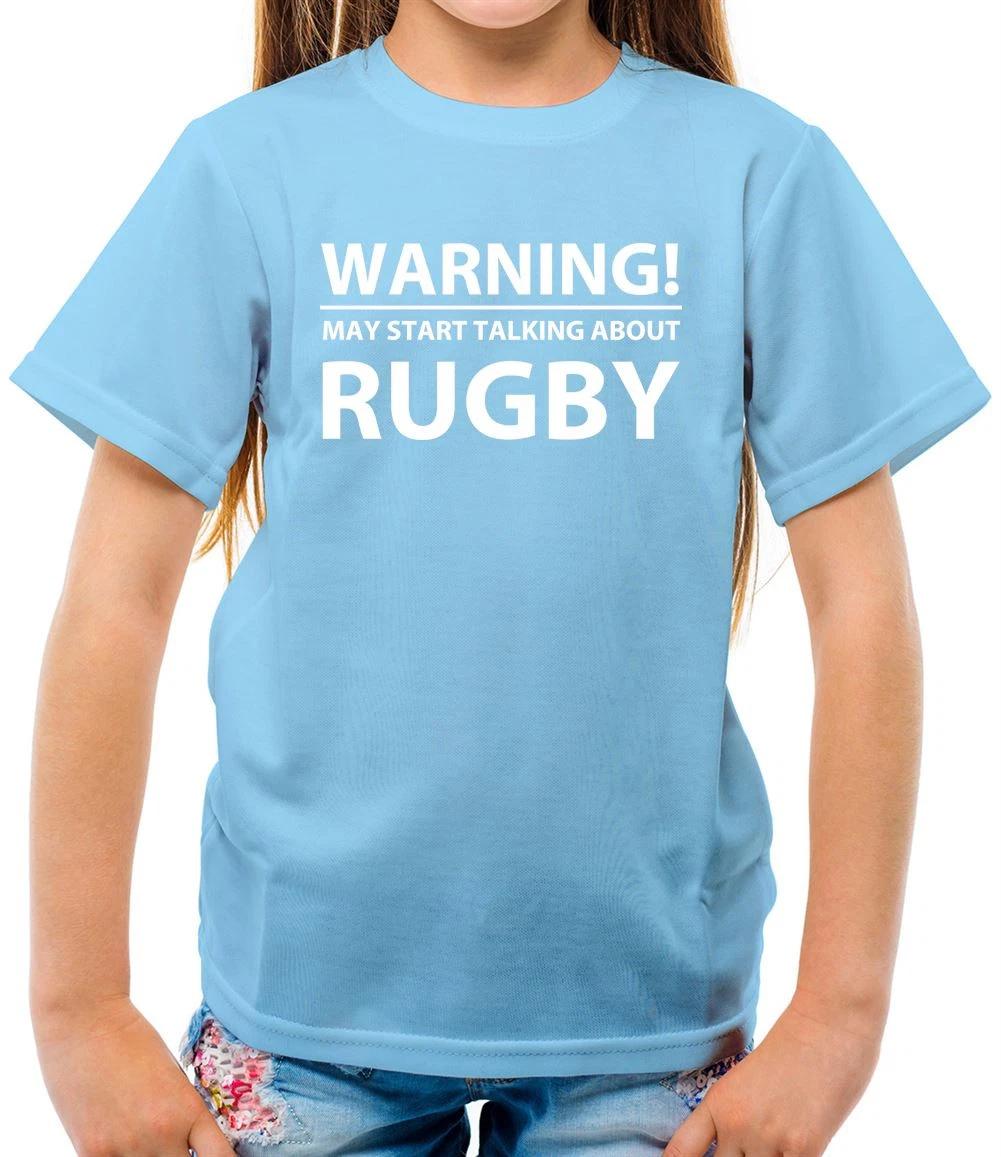 

Warning Talk Rugby - Kids T-Shirt - League Union Nations England Six Gift Funny 100