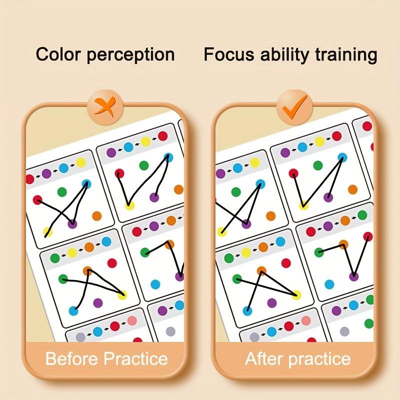 6pcs Visual Ttracking Workbook Montessori Attention Training Cards Practice for Kids Erasable Pen Training Connection Card