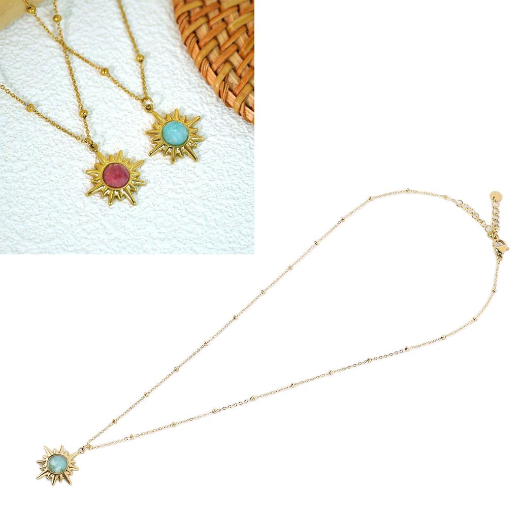 8-zackiger Stern Halskette Geometrie Stern Stein Kette Anhänger Halskette Stahl Exquisite Handwerkskunst Schmuck