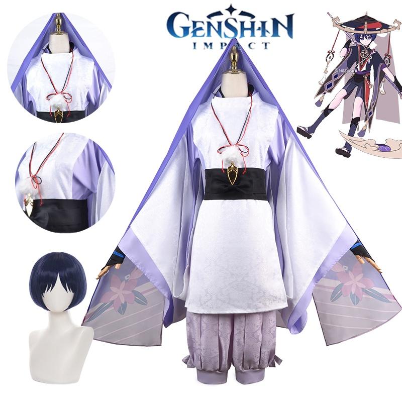 Genshin Impact Scaramouche Cosplaly Costume Wig Halloween Outfit Party Carnival