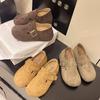Retro Interior Height Increasing Single Button Boken Shoes for Women 2026 New Model for Lazy People  One Foot Flat Bean Shoes