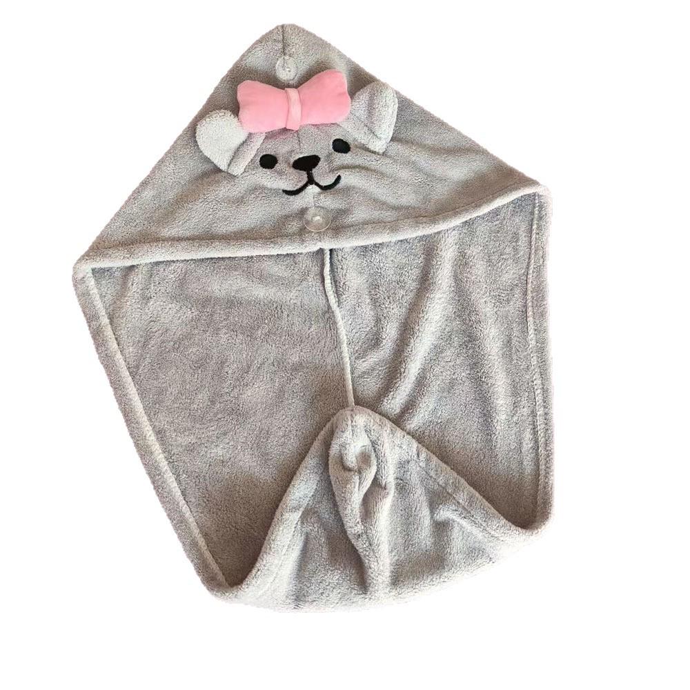Bobbi Dog Coral Fleece Quick-Dry Hair Wrap Towel for Girls