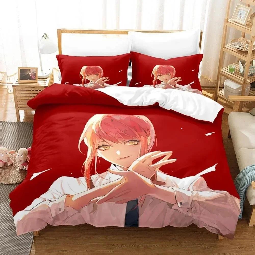 

3D-принт аниме «Человек-бензопила» Makima комплект постельного белья, пододеяльник, комплект постельного белья, пододеяльник, наволочка, размер King Queen Twin для мальчиков и девочек взрослых 70x133cm 2pcs