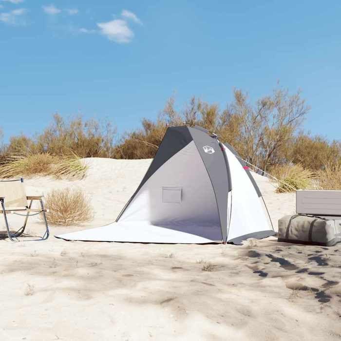 VidaXL Tente de Plage, Abri de Plage avec Sac de Transport, Auvent de Camping, Tente d'Ombrage Jardin Extérieur, Patio Gris 94408