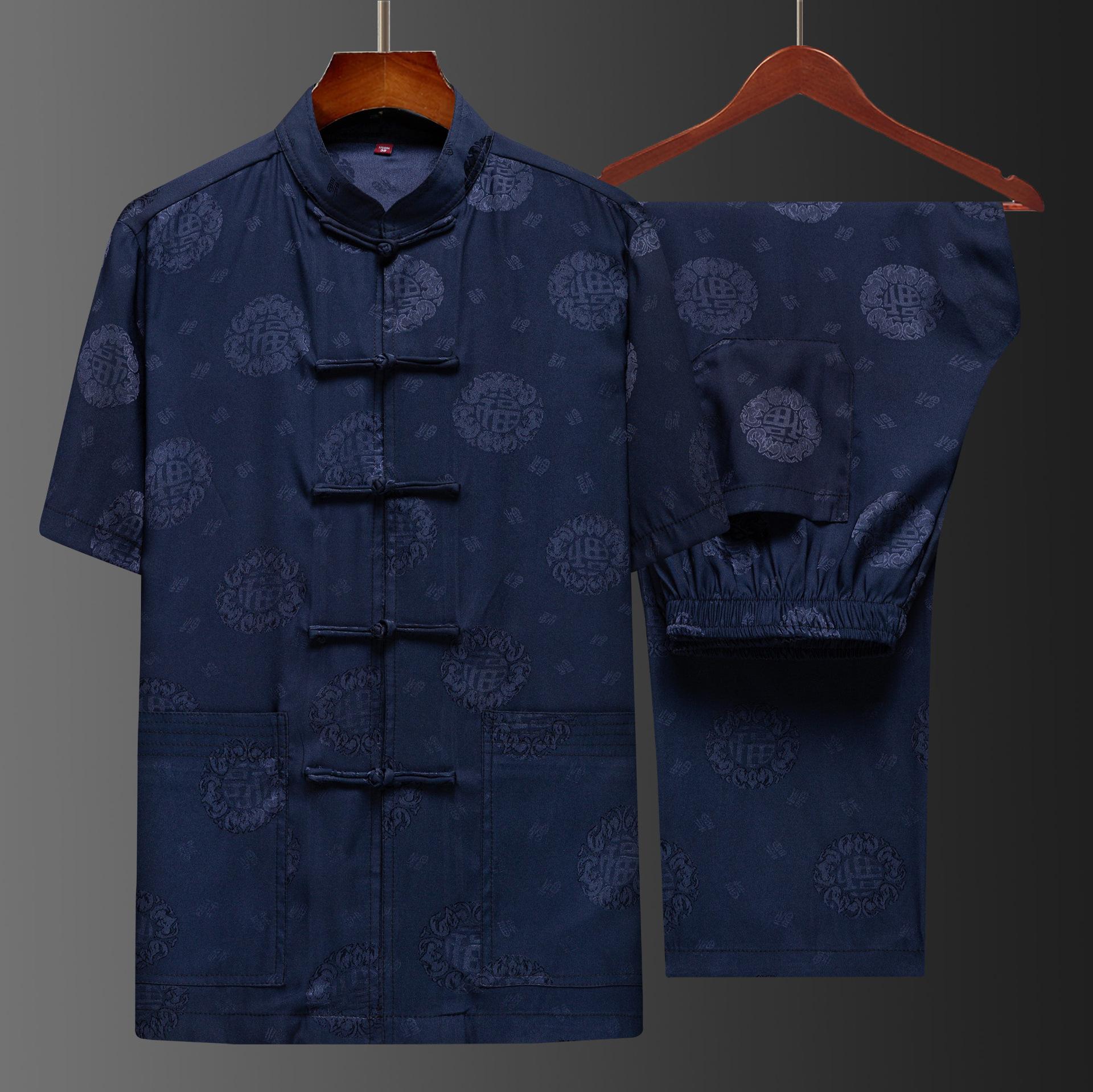 

Костюм Тан мужской с коротким рукавом в китайском стиле, костюм для отца, летний костюм, костюм китайского дедушки, мужской 190