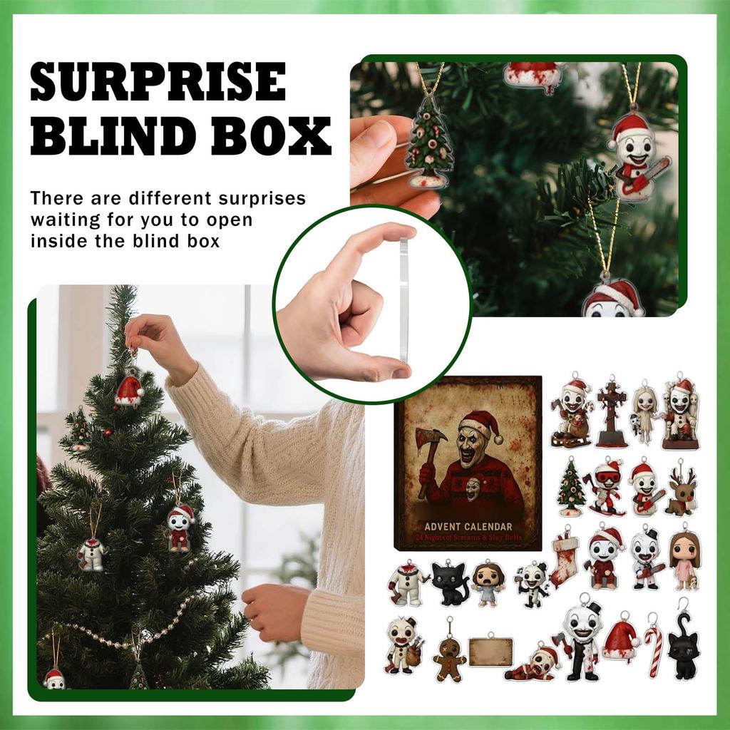 Adventní kalendář obsahuje 24 vánočních ozdob. Kalendář příjezdu Vánoce odpočítávání
