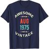 1975 Geburtstag T-Shirt Großartig Seit August 1975 Retro Vintage Geburtstagsgeschenk Grafik Baumwolle T-Shirt lässig Rundhals Kurzarm