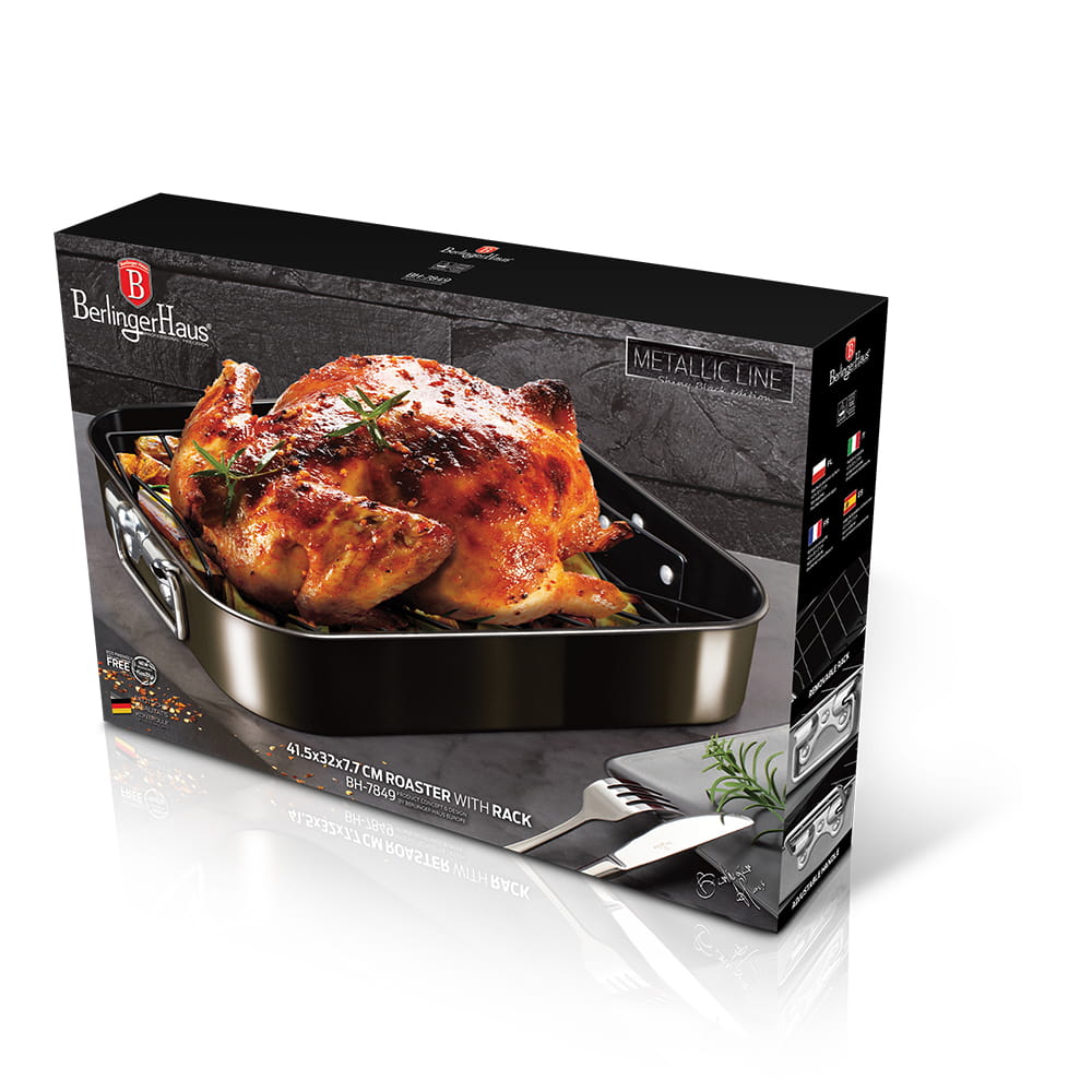 Baking pan with rack 41.5x32cm BERLINGER HAUS Shiny Black BH-7849