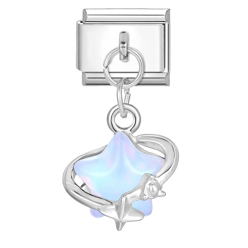 Italian Charm Bracelet Charms Dreamy Moon Butterfly Starfish Shell Pendant Diy Removable Module Link Bracelet Accessories Gifts
