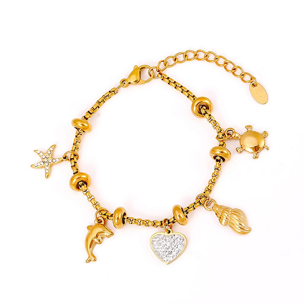 Zartes Kettchen-Armband mit Kreuzen, Schmuck, schickes Strass-Inlay, Anhänger-Armband mit verstellbarer Kette für Damen