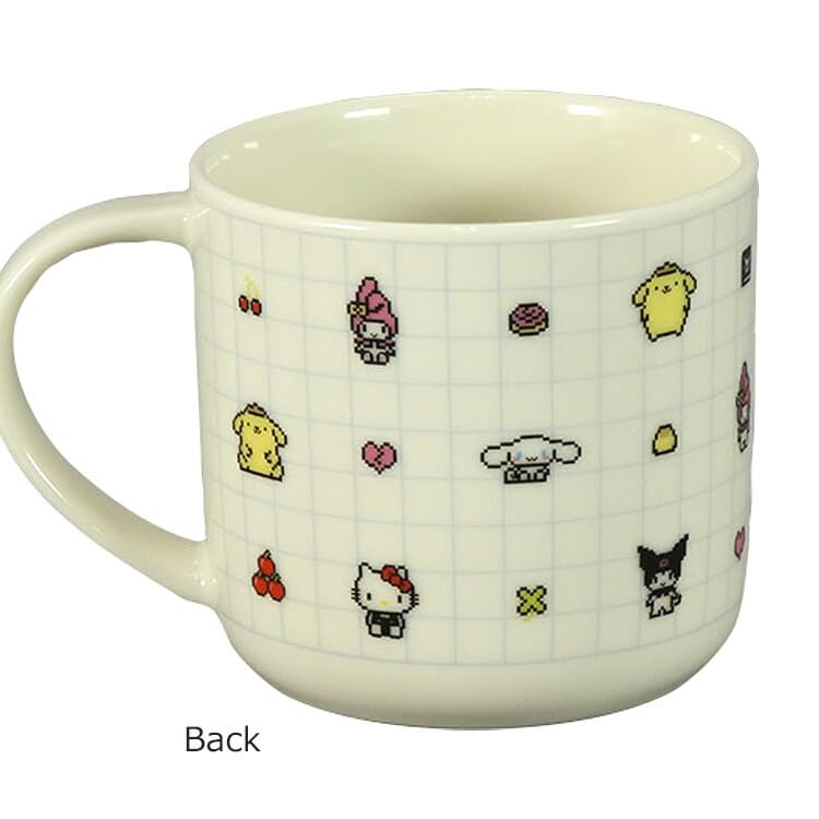 Taza de cerámica con personajes de Sanrio Bit SANRIO Kitty My Melo Kuromi Cinnamo Pudding Yamaka Shoten Hecho en Japón (350ml) SAN161-11
