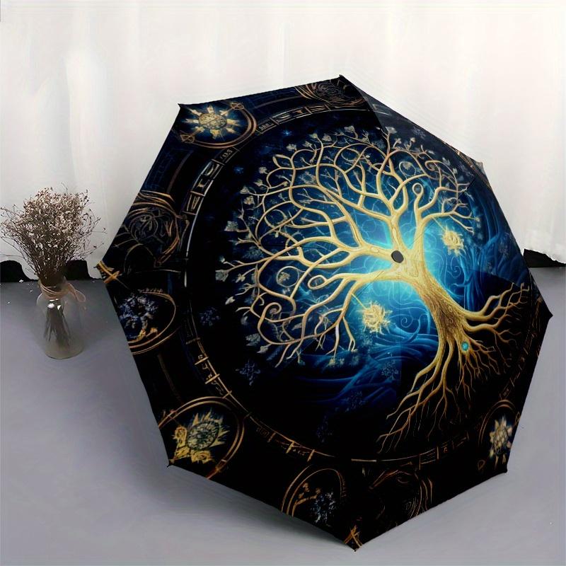 "Enchanted Tree of Life Wall Art: Mystical Decor for Your Space"Umbrella, Portable 3-Fold Compact Umbrella for Men & Women ES6