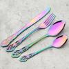 16Pcs Stainless Steel Cutlery Set Vintage Hollow Gold Tableware Knife Fork Tea Ice Spoon Dinnerware Set Wedding Party Silverware