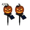 Warm Amber Light Solar Halloween Pumpkin Garden Stake Light, Waterproof Resin LED Decorative Lawn Lamps Lantern, Spooky Yard Lighting for Outdoor