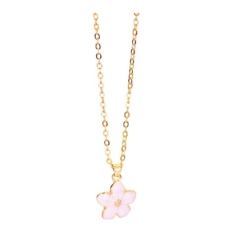 Practical Cherry Flower Necklace Polished Alloy Jewelry Pendant Necklace Perfect for Gifting or Daily Fashion Accessory