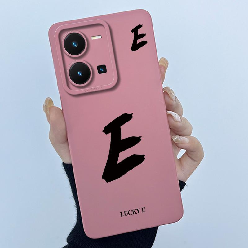 For Vivo Y35 Case Cute Initial Letters Soft Liquid Silicone Back Cover For Vivo Y 35 4G Funda Anti Drop Phone Protector Coque