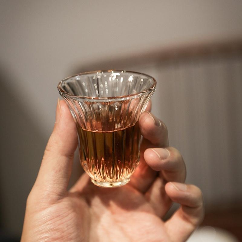 55ml Ice Surface Pattern Glass Small Tea Cup Transparent Heat-resistant Kung Fu Tea Set