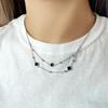 Silver Necklace with Natural Onyx (2128861)