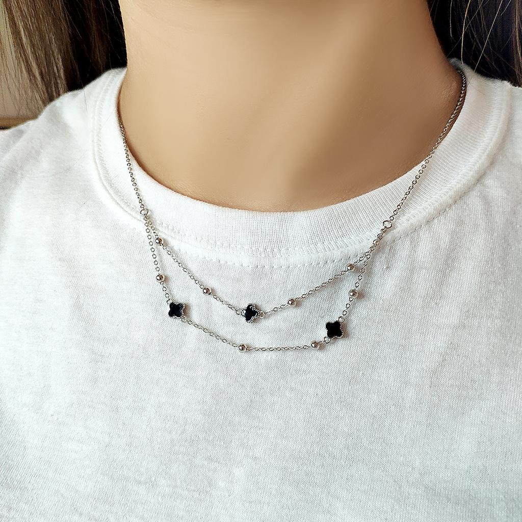 Silver Necklace with Natural Onyx (2128861)