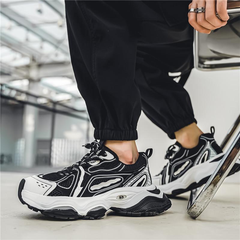 Summer mesh breathable men's shoes 2025 new trend thick-soled heightening mesh shoes sports leisure running dad shoes men