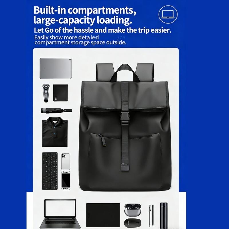 Lightweight Travel Backpack With Shoulder Strap Large Capacity Multifunctional Compartments School Essentials Bag