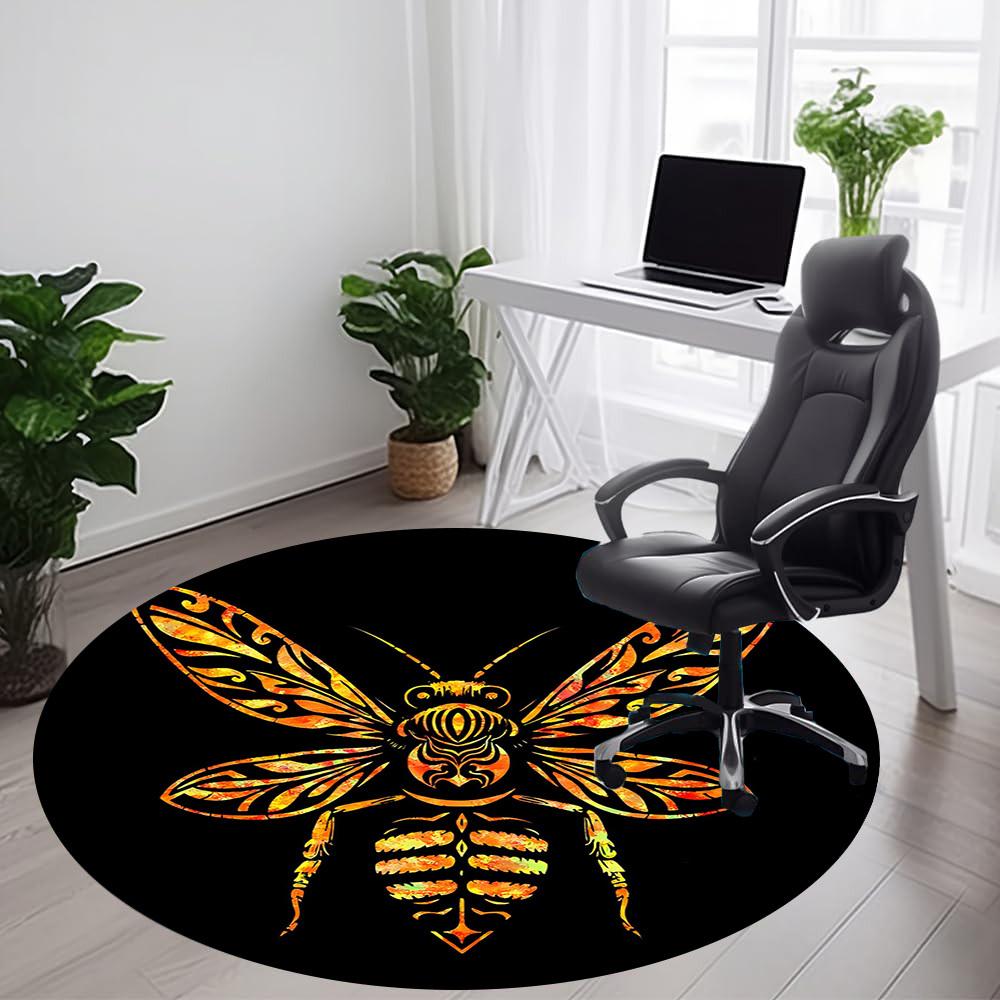 1 Stück Biene Kunst Büro Runder Teppich, Matte Geeignet Für Büro, Unter Bürostühlen Schlafzimmer Wohnzimmer Heimdekoration, Zimmer Deko