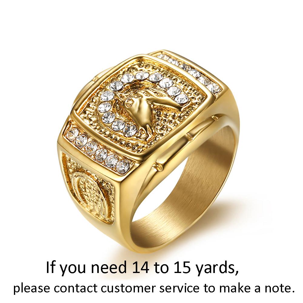 Fashion Punk Golden Color Animal Horse Head Rings for Men 316L Stainless Steel Big Rapper Ring Biker Band Hip Hop Party Jewelry