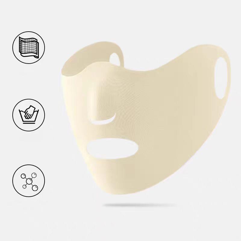 Outdoor Sports Sunscreen Facial Mask For Women Sun Uv Protection Breathable Ice Silk Face Veil Ear Hanging Face Cover Mask