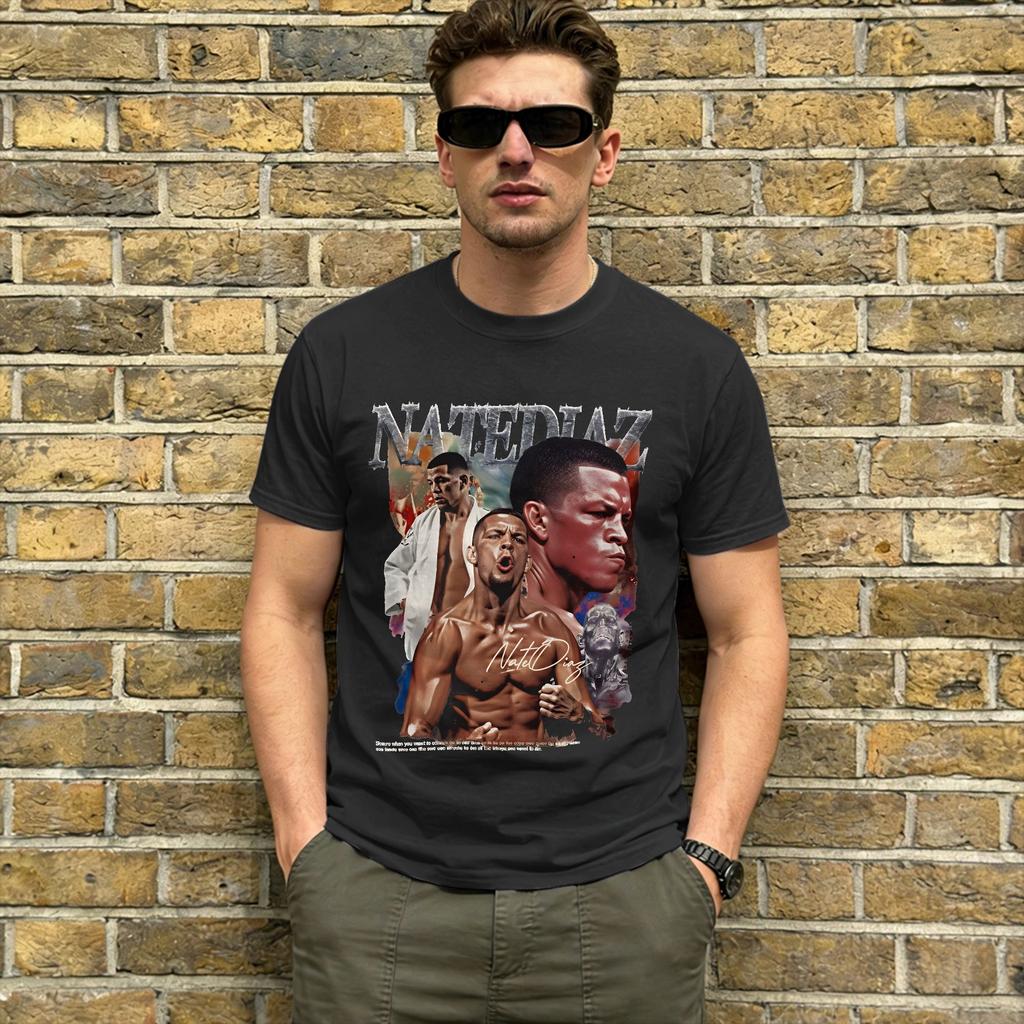Nate Diaz 2026 Unisex T-Shirt Lustiges T-Shirt Kurzarm Rundhals T-Shirts Reine Baumwolle Übergröße Kleidung