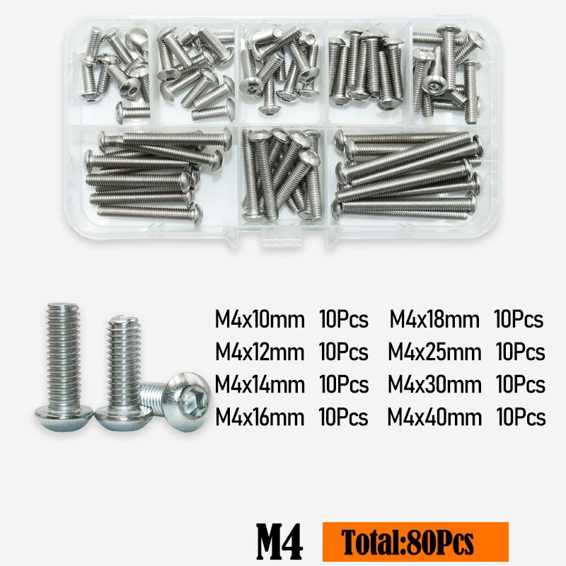 M2 M3 M4 M5 M6 M8 M10 304 Stainless Steel Hexagon Machine Screws Hex Socket Round Head Cap Allen Screw Furniture Fastener Bolt