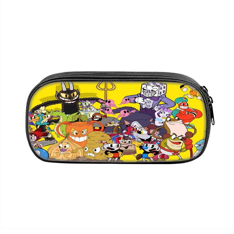 Cuphead Cartoon Pen Case Nylon Storage Pouch For Students And Kids