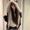 Black Fur Collar Padded Cat Ear Jacket Men's and Women's Autumn and Winter Thickened Couple's Cotton-padded Clothes Cotton-padded Clothes