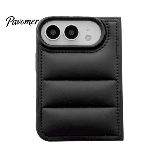 Anti Fall Phone Protector Puffer Case for iPhoneDuo, Down Jacket Design Soft Padded Protective Cover Cover, Full Bumper Shockproof Portection Foldable