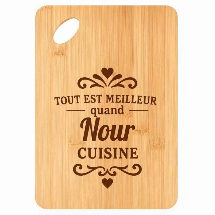 Planche à découper - PLANETEE - Meilleur quand Nour Cuisine - Bambou 30x20x1 cm - Bords arrondis - Trou d'accroche 24 mm