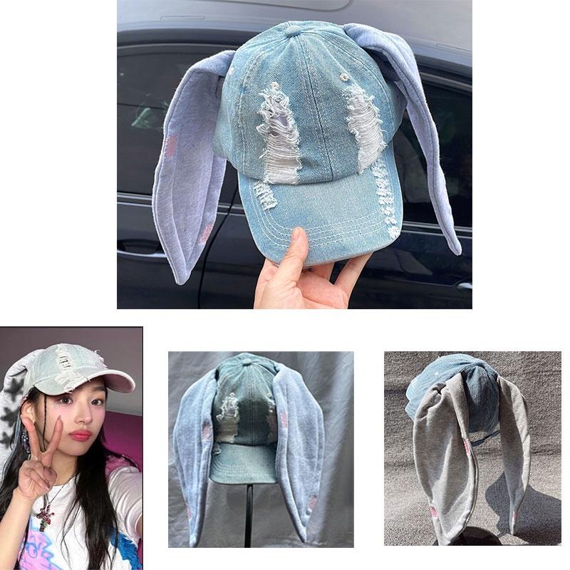 Omg Newjeans Hanni Danielle Round Top Baseball Cap With Rabbit Ears For Summer