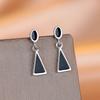 Exquisite Fashion Sterling Silver Stud Earrings Women'S Simple And Elegant Earrings Black Epoxy Triangle Geometric Jewelry Cross Mirror