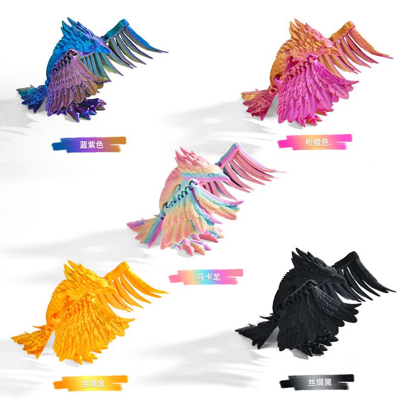 17cm 3D Printing Simulation Everlasting Bird Toy Chinese Mythical Animal Bird Joints Movable Desktop Decorative Creative Gifts