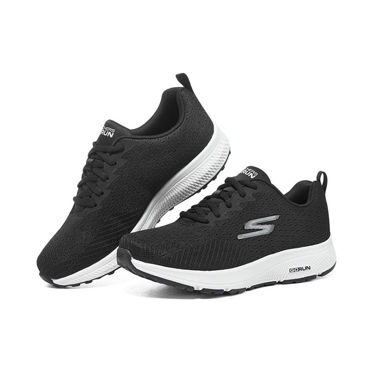 Skechers Go Run Consistent Comfortable Low Top Running Shoes Women Sneakers Black White 128286-BKW