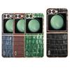 ABEEL For Samsung Galaxy Z Flip7 FE 5G/Z Flip6 5G Case Electroplating Phone Cover Crocodile Texture Genuine Cow Leather+TPU Protective Case