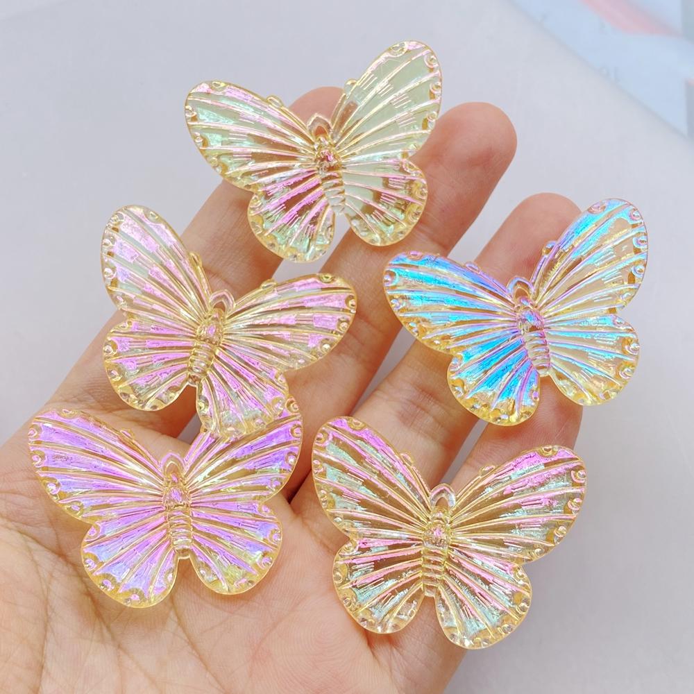 10 Pcs Cute Colorful Beautiful Butterflies Flat Back Resin Cabochons Scrapbooking DIY Jewelry Hairpin Craft Decoration