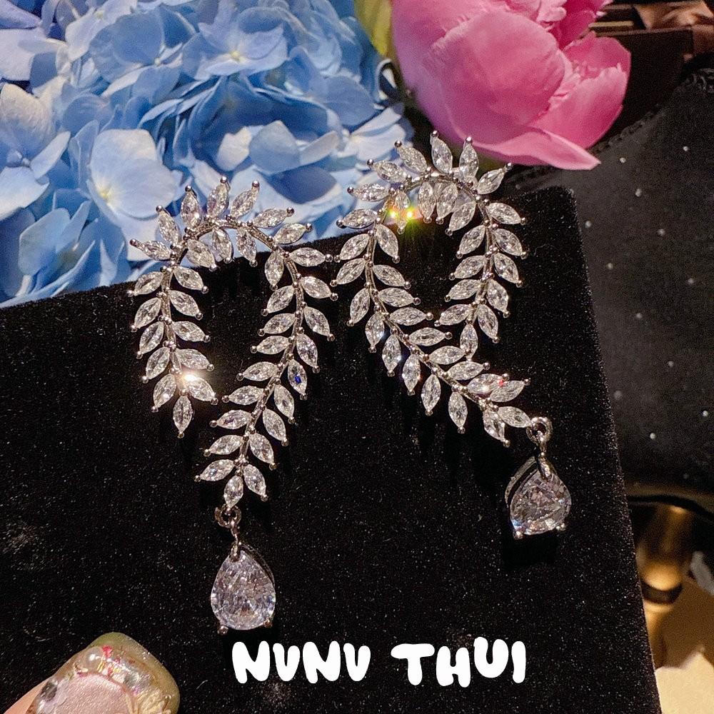 Jewelry, Exquisite Flower Butterfly Chalcedony Butterfly Earrings, Chinese Style, Bob Butterfly Zircon Earrings, Combination