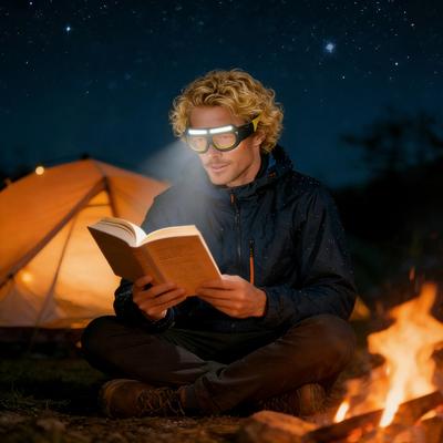 Motion Sensor LED Headlamp Lighting Modes Light Safety Glasses Rechargeable Strobe Glasses 5 Hands-Free Waterproof Head Light