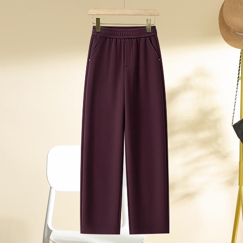 

Women s High-Waisted Fleece-Lined Wool Pants – Autumn/Winter 2024, Slimming Straight-Leg with Narrow-Wide Fit. 26