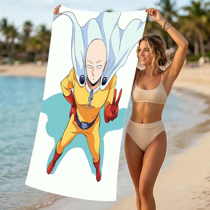 Beach Towel with One Punch Man Saitama Pattern - soft,absorbent,machine washable Lightweight&Modern,swimming,Travel Essentials