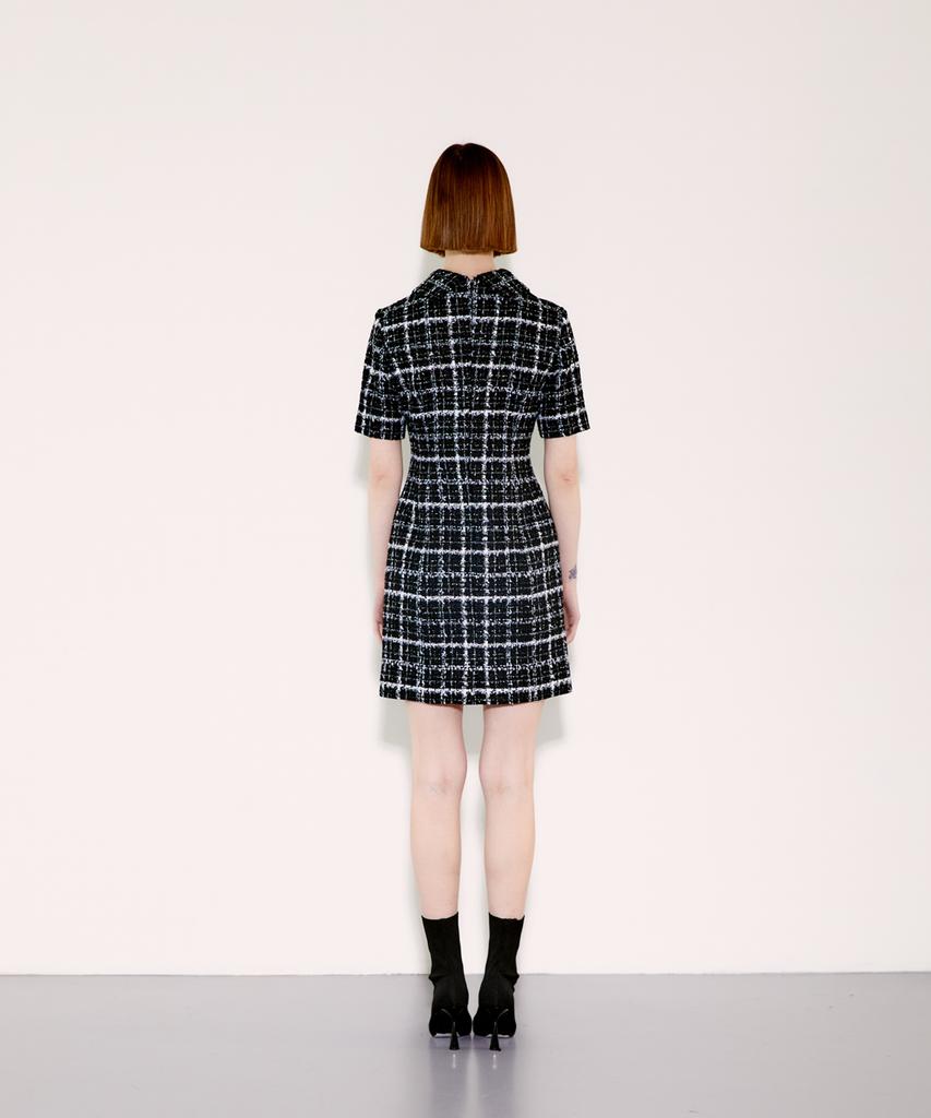 Chaenyuyog Detatchable Collar Dress [White Check]