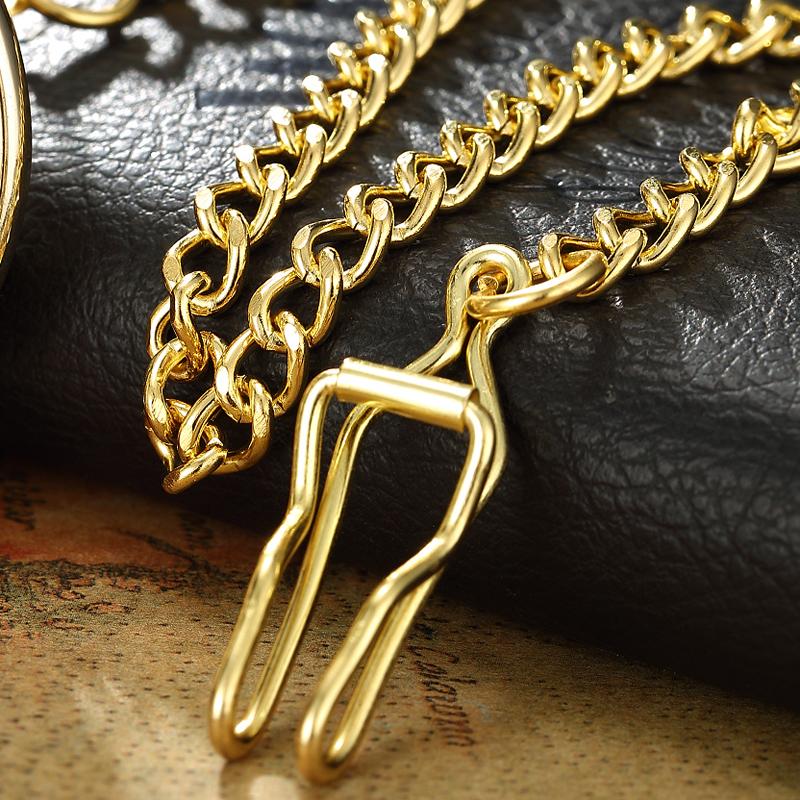 Luxury Retro Golden Hollow Skeleton Mechanical Pocket Watch Mens Fob Chain Steel Exquisite Sculpture Men Pocket Watch Gifts