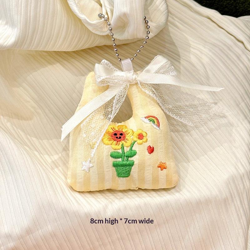 Cute Mini Vegetable Shopping Bag-Shaped Keychain With Cartoon Embroidery For Backpack Decoration And Daily Use