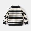 Spring and Autumn Children's POLO Sweater New Long Sleeve Lapel Boys Striped Sweater Baby Foreign Top Children's Clothing